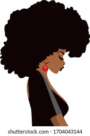 curly afro hair, portrait African Women , dark skin female face with curly hair afro,