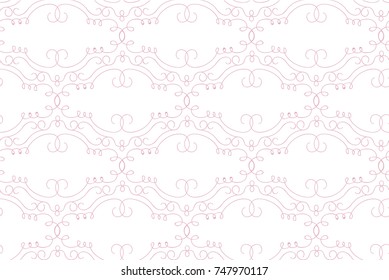 Curly antique royal pattern design in pink.