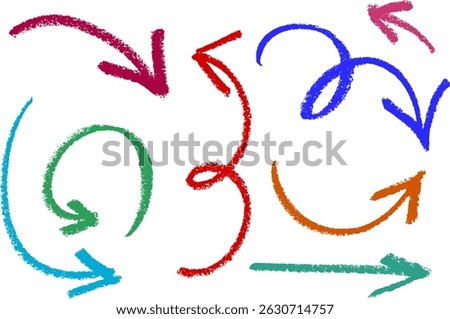 Curly Arrow Crayon Chalk Drawing Vector