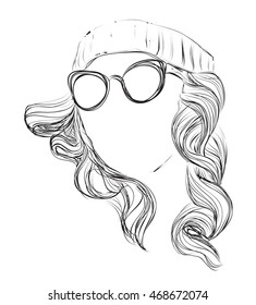 Curly beautiful woman in glasses and cap