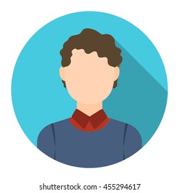 Curly boy icon flat. Single avatar,peaople icon from the big avatar collection.