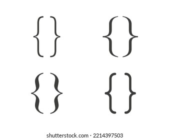 Curly brace, bracket icon set . Vector illustration.