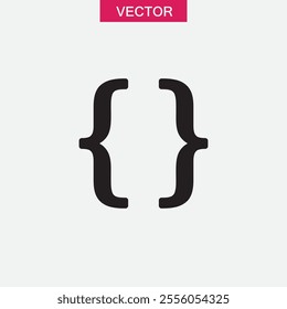 Curly braces, curly brackets vector flat black linear illustration for web and app..eps