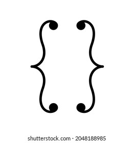 Curly braces icon for graphic design isolated on white background, Brackets symbolic elements. Vector illustration