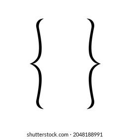 Curly braces icon for graphic design isolated on white background, Brackets symbolic elements. Vector illustration