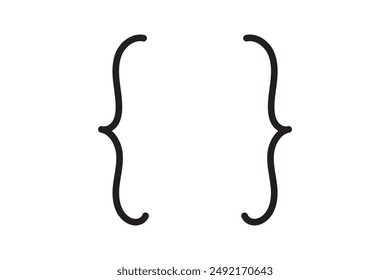 Curly braces icon for graphic design isolated on white background, Brackets symbolic elements. Vector illustration