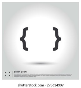 curly braces Icon Vector Illustration, pictogram icon on gray background. Flat design style