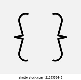 Curly braces punctuation mark black icon. Creative vintage brackets symbol for typing or typography. Ornament and vector eps isolated design element concept for messages and quotes