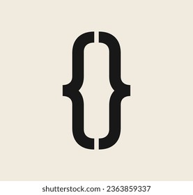 Curly braces symbol and dobule braces, symmetric sign for text quote, mathematics, typography swirly mark, opening and closing frames for punctuation in maths on background flat vector illustration.