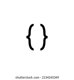 Curly braces symbol. Middle bracket icon vector