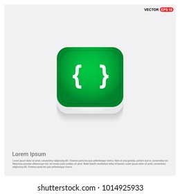 curly bracket icon Green Web Button