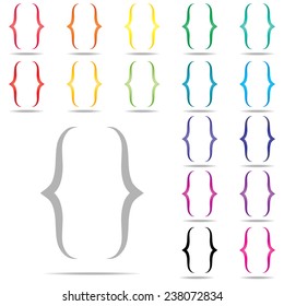 Curly Bracket icon set : Colorful vector on white background : logo vector