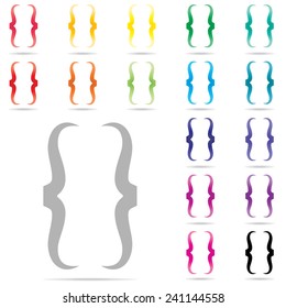 Curly Bracket icon set : Colorful vector on white background : logo vector