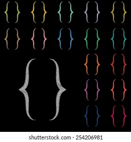 Curly Bracket icon set : Colorful vector on chalkboard black background : logo vector