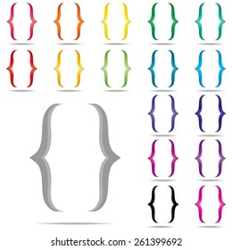 Conjunto de ícones de Colchete: Vetor colorido no plano de fundo branco: vetor de logotipo