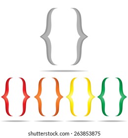 Curly Bracket icon set : Colorful vector on white background : logo vector