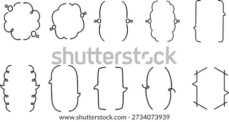 Curly bracket icon set for design and coding. Outline brace shapes for UI, typography, and layouts. Clean symbols isolated on white background.