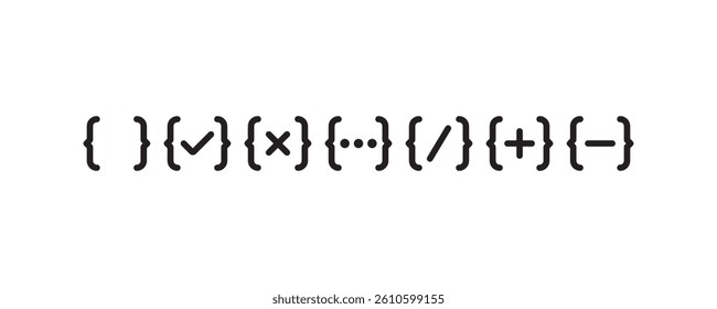 Curly bracket icon set with symbols Vector