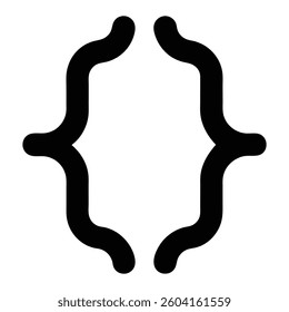 Curly brackets, black and white, minimalist design, symmetrical, ornamental symbol, decorative element,