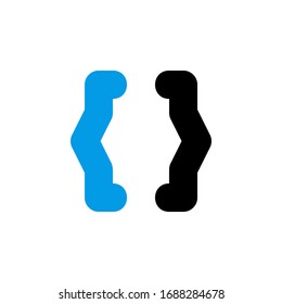 curly brackets, calculator, learning and mathematics icon. Perfect for application, web, logo, game and presentation template. icon set design blue black line style