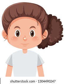 A curly brunette girl character illustration
