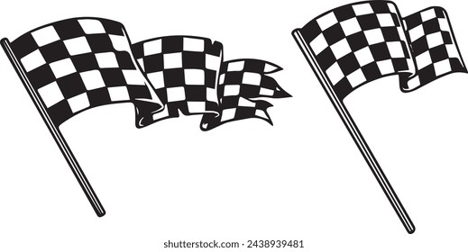 Curly checkerboard flags for racing.