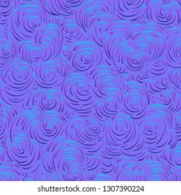 Curly clouds seamless pattern. Abstract background. Vector endless backdrop art drawing. Vintage bohemian linear ornament. Decorative style retro ornate design with repetition. Natural texture.