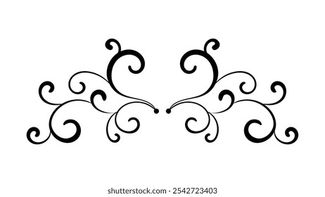 Curly divider. Design element isolated on white background. 