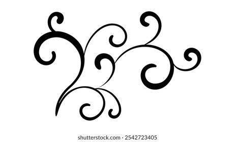 Divisor rizado. Elemento de diseño aislado sobre fondo blanco. 