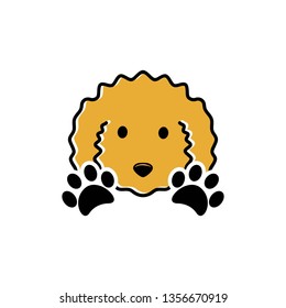 Curly dog and paw print vector illustration