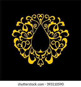 Curly doodle ornament for a wedding and corporate style with the floral motif. Monogram in lace