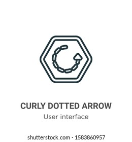 Curly dotted arrow outline vector icon. Thin line black curly dotted arrow icon, flat vector simple element illustration from editable user interface concept isolated on white background