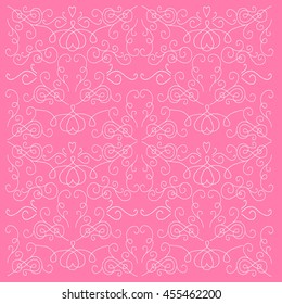 Curly elements hand draw pattern. White and pink background.