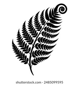 Curly Fern Frond Silhouette Simple Design