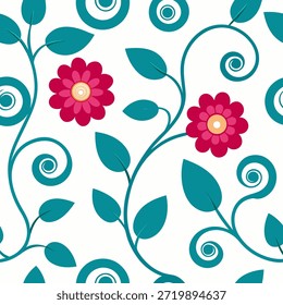 Curly flower seamless pattern, curly flower design for background.