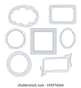 Curly frames and ornaments doodles