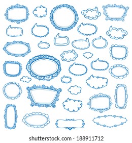 Curly frames and ornaments doodles - design elements set in vector