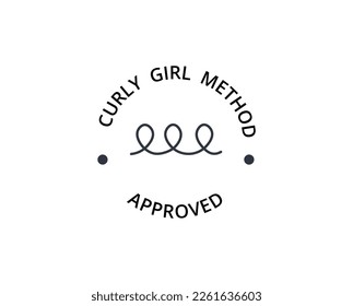 Curly girl method approved symbol. Concept of labels and products.
