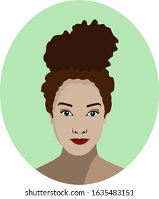 Curly girl pineapple hair vector illustration