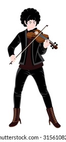 curly girl playing the violin