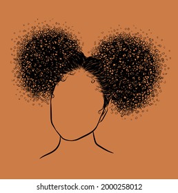 Curly girly hairstyle isolated on backgrund. Hand drawn small curls