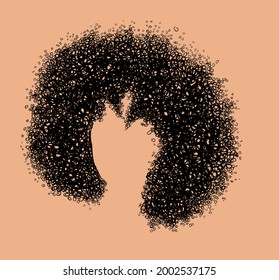 Curly girly hairstyle isolated on backgrund. Hand drawn small curls