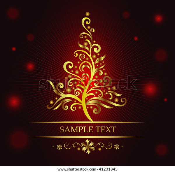 Curly Gold Christmas Tree Stock Vector (Royalty Free) 41231845