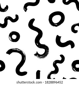 Curly grunge lines and brush strokes circles. Hand drawn vector background. Messy doodles, bold curvy lines illustration. Chaotic ink brush scribbles texture. Modern ornament in Memphis style. 