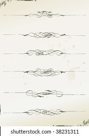 curly grunge page rules - vector illustration