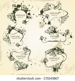 curly grunge vintage frames - vector illustration