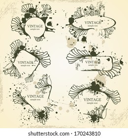 curly grunge vintage frames - vector illustration