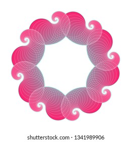 curly guilloche frame in pink blue shades