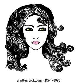 Curly Hair Girl Stock Vector (Royalty Free) 105457892 | Shutterstock