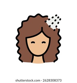 Produtos Para Cabelo Encaracolado. Método Curly. Ilustração de vetor de tratamento de beleza, serviço de salão, cuidados com o cabelo e higiene pessoal. Ícone de vetor para design da Web isolado no plano de fundo branco.